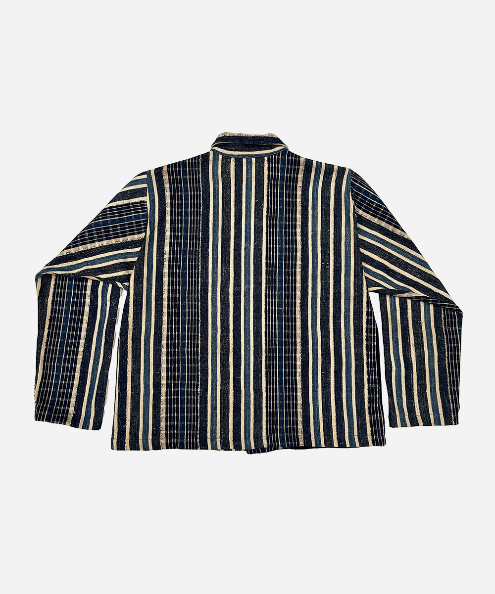 Indigo and Black Stripe Market Coat (L)