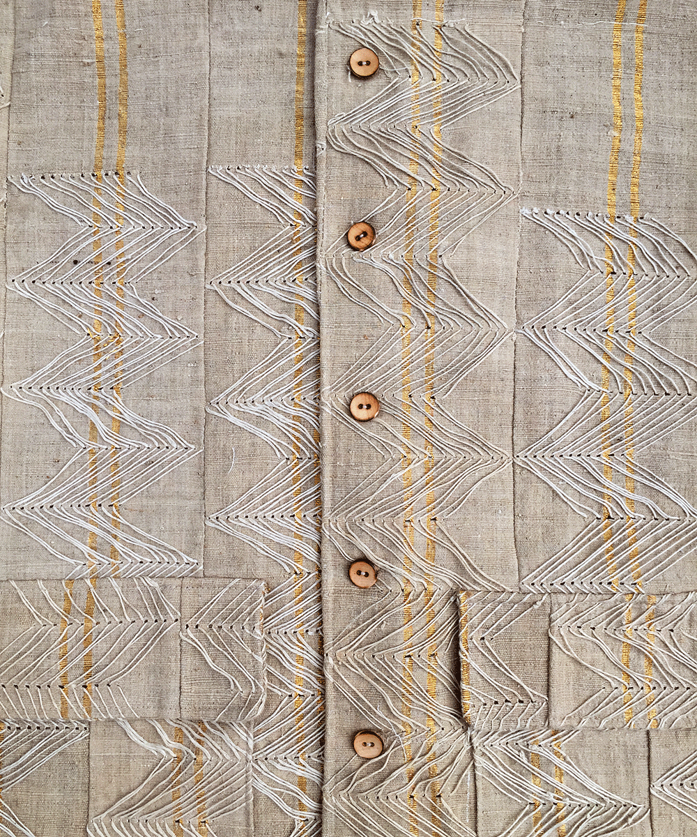 Double Gold Stripe Aso Oke