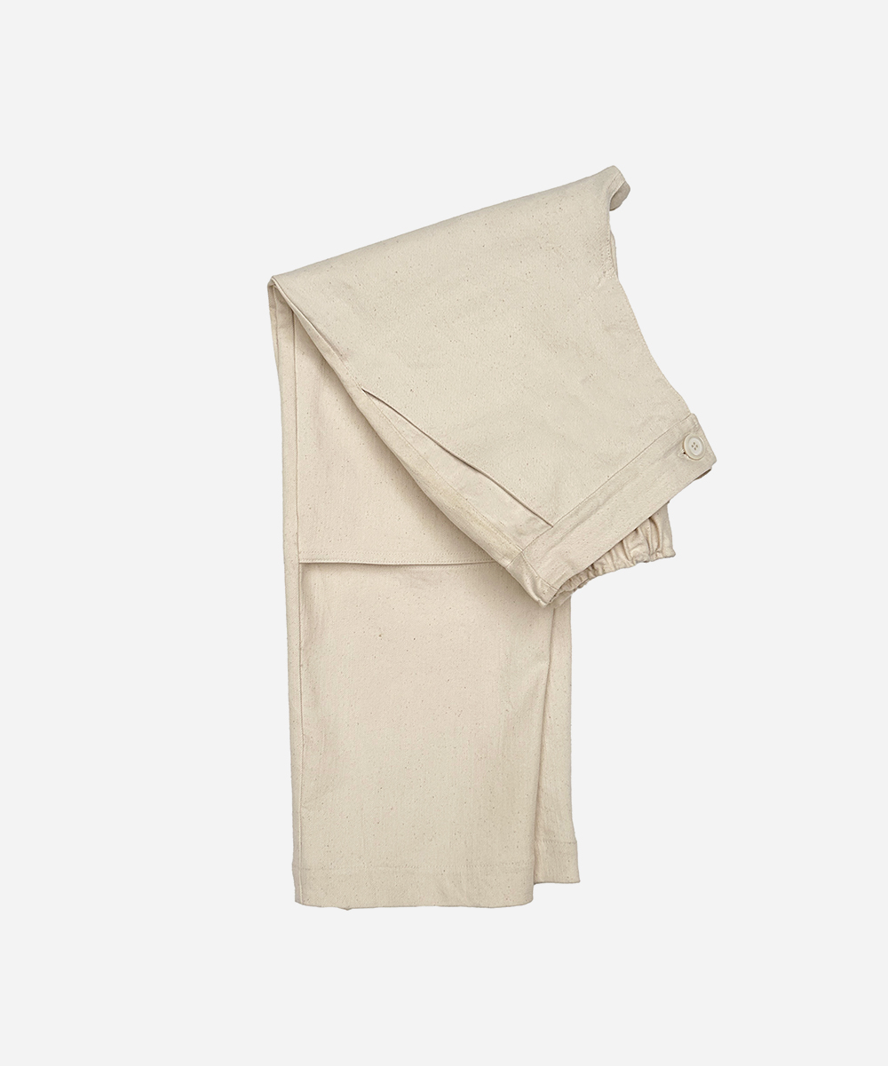 Ecru Column Split Pants