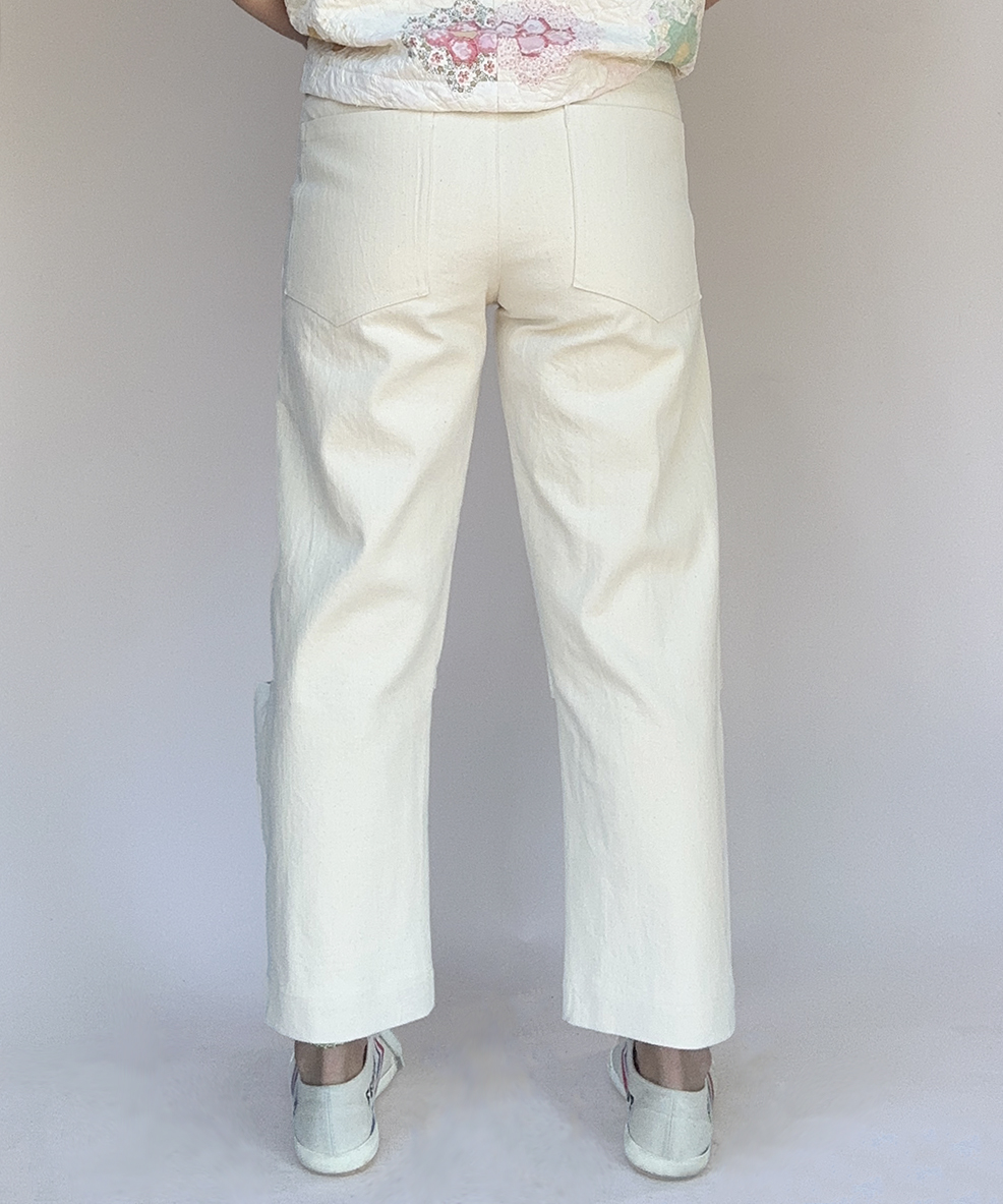 Ecru Column Split Pants