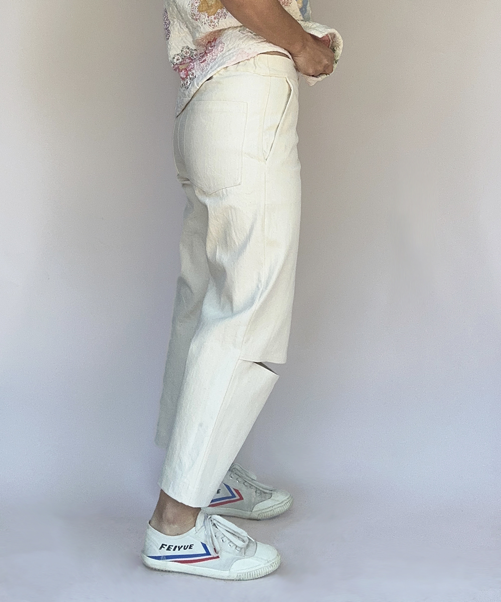 Ecru Column Split Pants