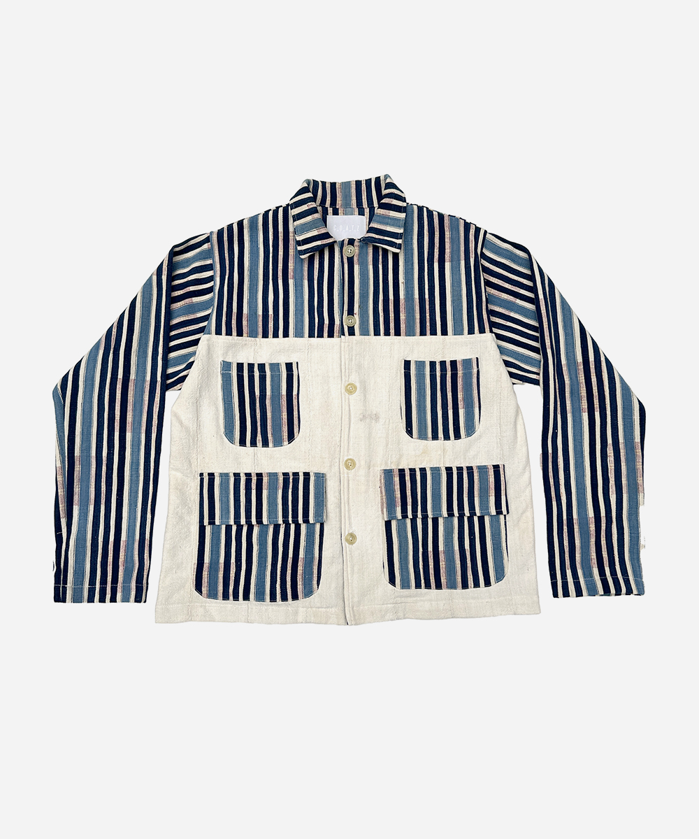 Indigo and Natural Stripe Market Coat (M)