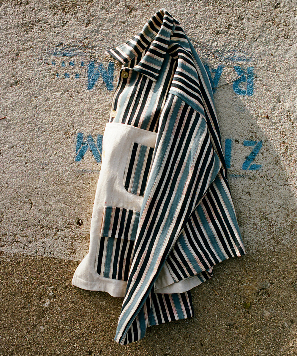 Indigo and Natural Stripe Market Coat (M)