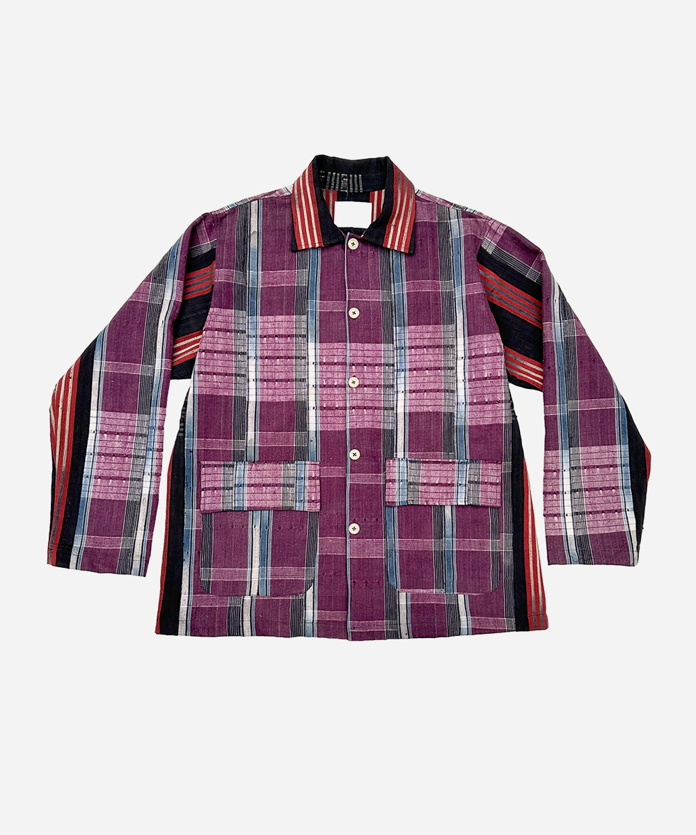 Plum and Vermillion Stripe Market Coat (XL)